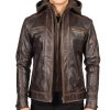Mens Vintage Brown Hooded Underneath Jacket
