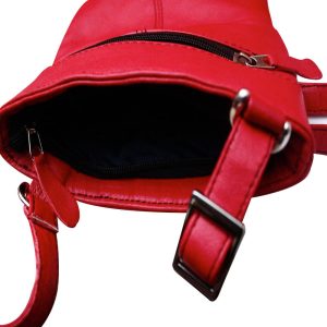 Red Leather Cross Bag Messenger Bag