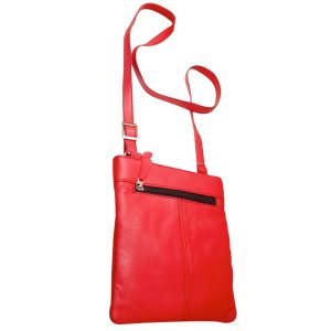 Red Leather Cross Body Messenger Bag