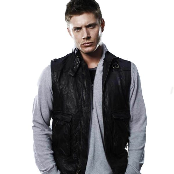 Supernatural Jensen Ackles Black Leather Vest