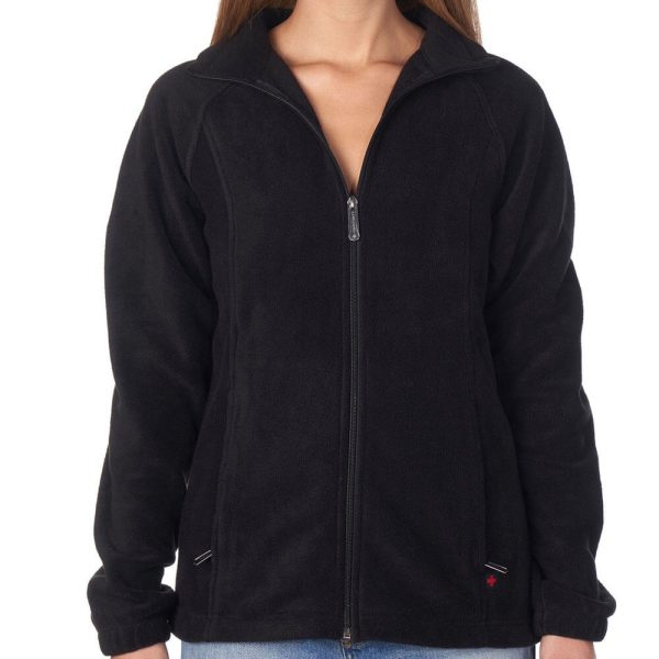 Womens Full Zip Soft Black Fleece Jacket