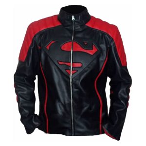 Man Of Steel Superman Black and Red Leather Jacket