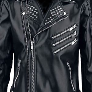 Men's Black Biker Asylum Studded Leather Jacket