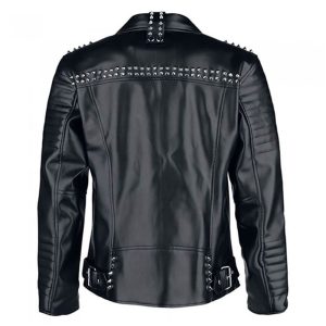 Men's Black Biker Studded Leather Jacket