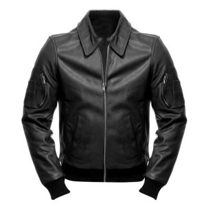 Mens Black Bomber Leather Jacket