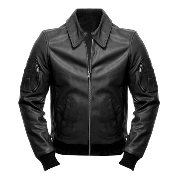 Mens Black Bomber Leather Jacket