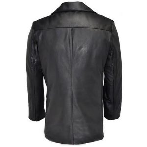 Mens Casual Wear Black Leather Dr Who coat