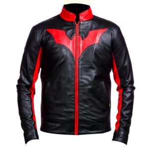 Red Bat Logo Batman Beyond Bruce Wayne Leather Jacket