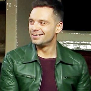 Sebastian Stan Quilted Green Leather Jacket