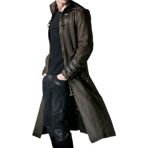 Steampunk Wasteland Brown Leather Trench Coat