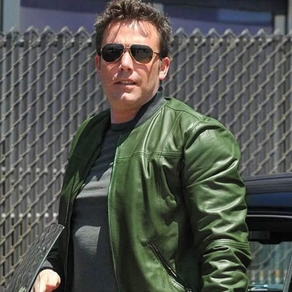 Ben Affleck Green Bomber Leather Jacket