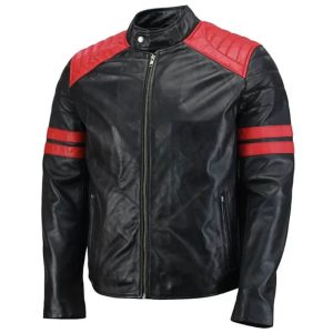 Brad Pitt Tyler Durden Fight Club Black and Red Leather Jacket