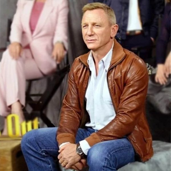 Daniel Craig Knives Out Brown Leather Jacket