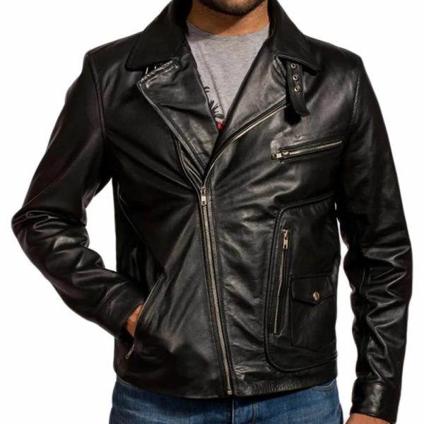 James Franco Black Asymmetrical Leather Jacket