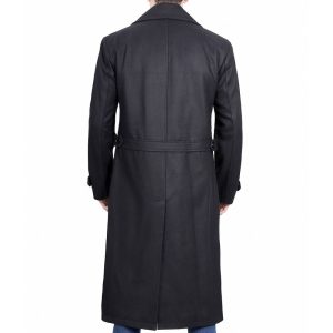 Mens Russian Style Double Breasted Black Wool Coat