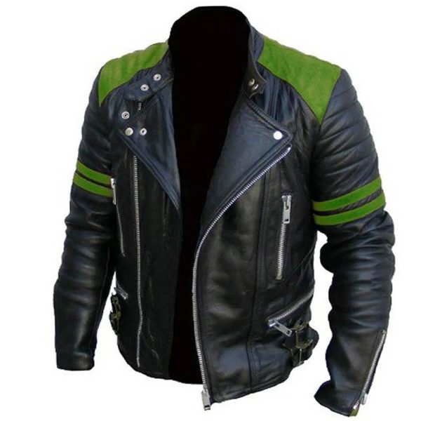 Mens Vintage Biker Brando Leather Jacket